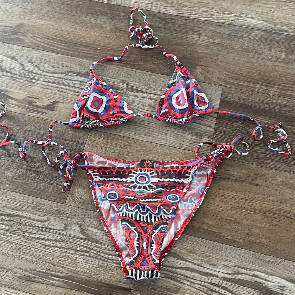 Jean Paul Gaultier designer Aztec art string bikini 40